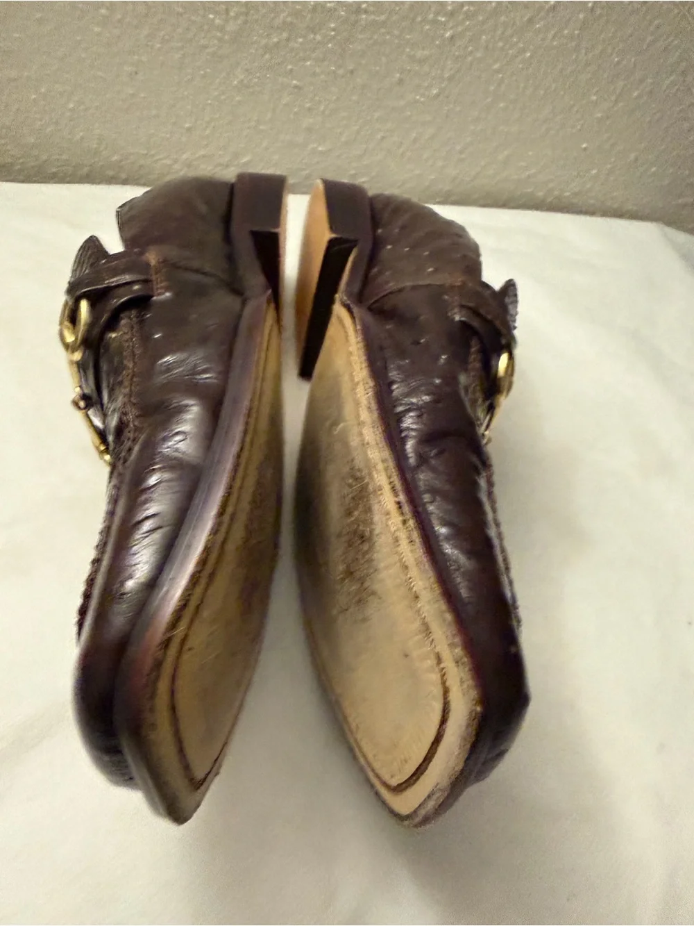 Giorgio Brutini Dark Brown Croc-Embossed snake Leather Bit Loafers,pre-owned